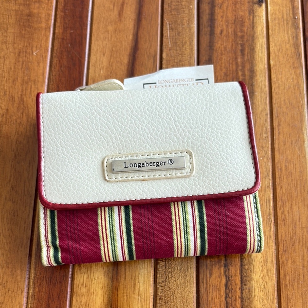 Longaberger Red and Cream Trifold Compact Wallet